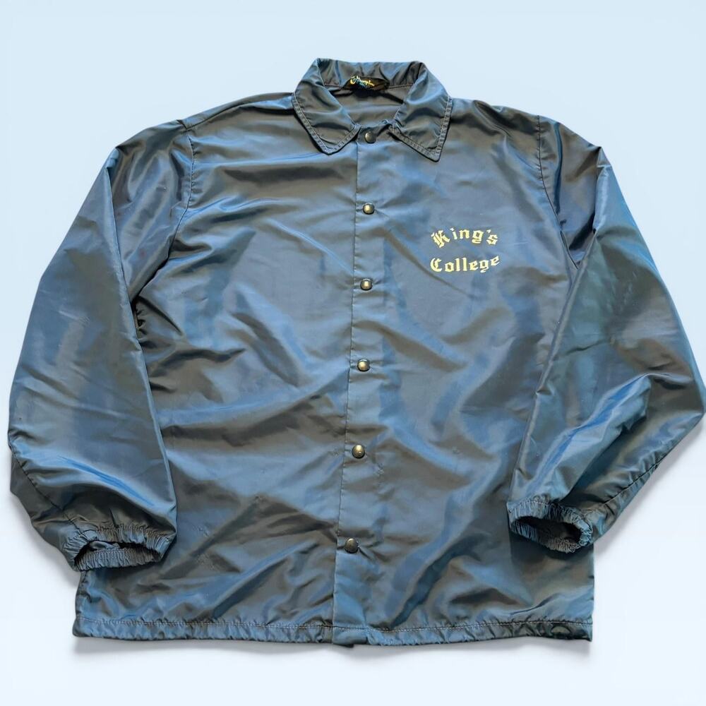 Vintage Champion Jacket Mens Large Blue Coach Windbreaker King's College 70s